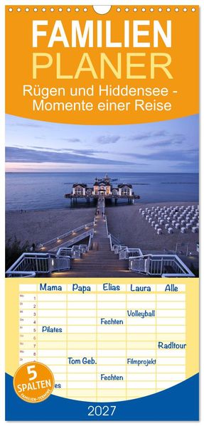 Familienplaner 2027 - Rügen und Hiddensee - Momente einer Reise mit 5 Spalten (Wandkalender 21 x 45 cm) CALVENDO