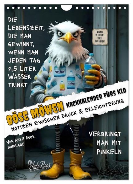 Böse Möwen - Kackkalender fürs Klo (Wandkalender 2027 DIN A4 hoch) CALVENDO Monatskalender