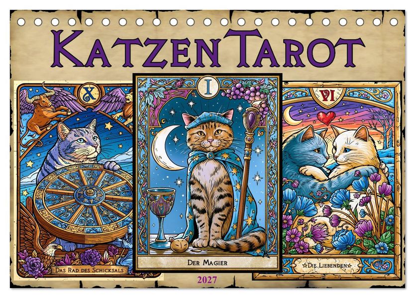Katzentarot (Tischkalender 2027 DIN A5 quer) CALVENDO Monatskalender