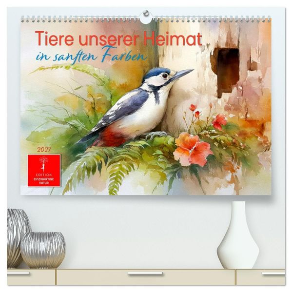 Tiere unserer Heimat in sanften Farben (hochwertiger Premium Wandkalender 2027 DIN A2 quer) Kunstdruck in Hochglanz