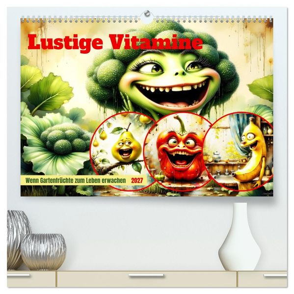 Lustige Vitamine (hochwertiger Premium Wandkalender 2027 DIN A2 quer) Kunstdruck in Hochglanz