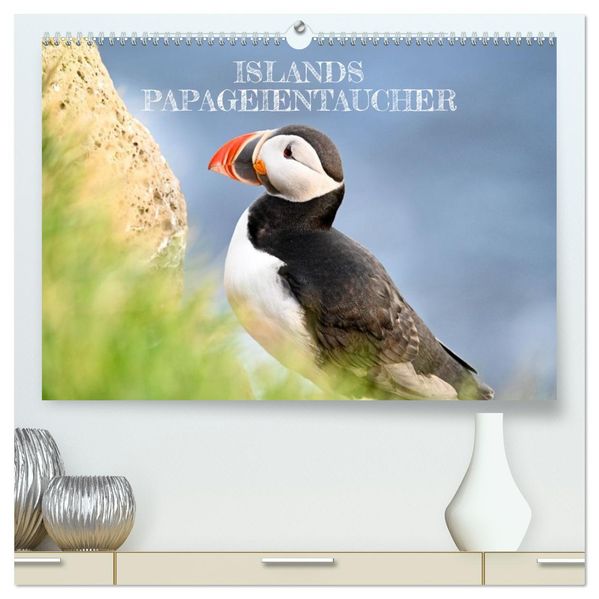 Islands Papageientaucher (hochwertiger Premium Wandkalender 2027 DIN A2 quer) Kunstdruck in Hochglanz