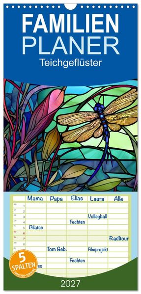 Familienplaner 2027 - Teichgeflüster mit 5 Spalten (Wandkalender 21 x 45 cm) CALVENDO