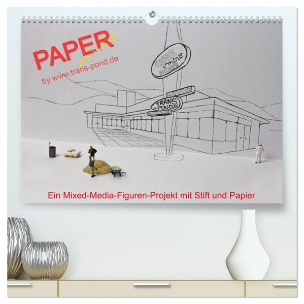 PAPERminis - Ein Mixed-Media-Figuren-Projekt mit Stift und Papier (hochwertiger Premium Wandkalender 2027 DIN A2 quer) Kunstdruck in Hochglanz