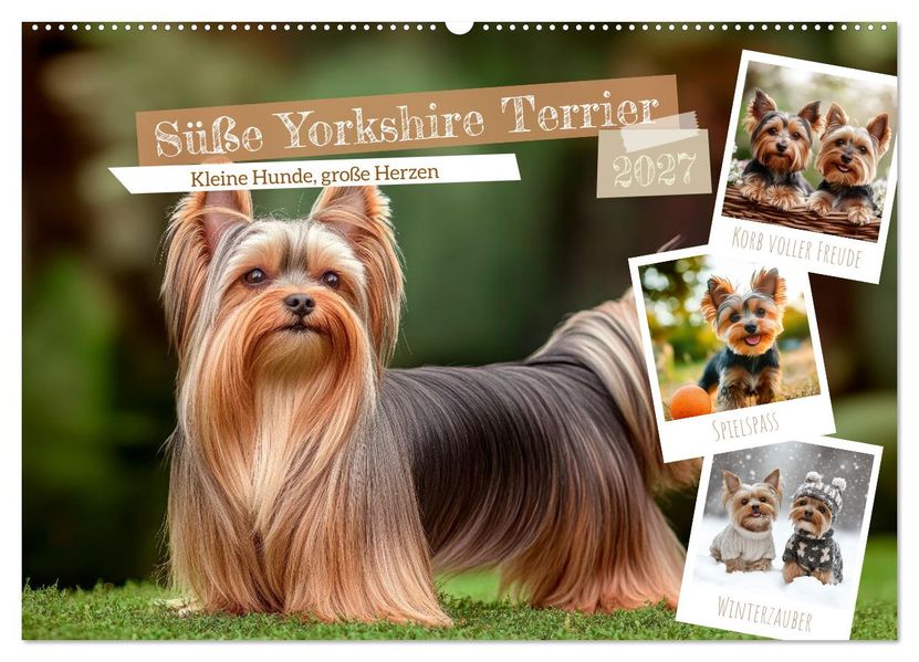 Süße Yorkshire Terrier - Kleine Hunde große Herzen (Wandkalender 2027 DIN A2 quer) CALVENDO Monatskalender