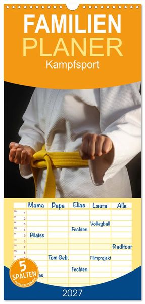 Familienplaner 2027 - Kampfsport mit 5 Spalten (Wandkalender 21 x 45 cm) CALVENDO