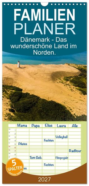 Familienplaner 2027 - Dänemark - Das wunderschöne Land im Norden. mit 5 Spalten (Wandkalender 21 x 45 cm) CALVENDO