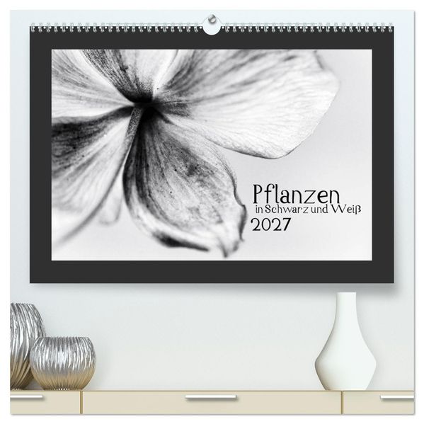 Pflanzen in Schwarz und Weiß (hochwertiger Premium Wandkalender 2027 DIN A2 quer) Kunstdruck in Hochglanz