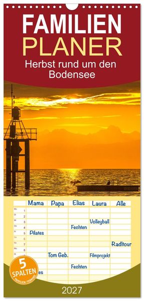Familienplaner 2027 - Herbst rund um den Bodensee mit 5 Spalten (Wandkalender 21 x 45 cm) CALVENDO