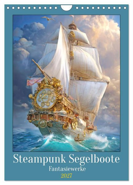 Steampunk Segelboote - Fantasiewerke (Wandkalender 2027 DIN A4 hoch) CALVENDO Monatskalender