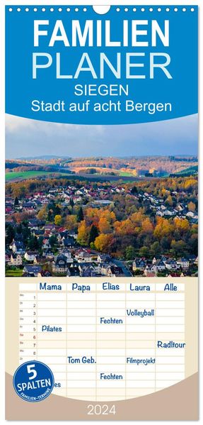 Familienplaner 2027 - SIEGEN Stadt auf acht Bergen mit 5 Spalten (Wandkalender 21 x 45 cm) CALVENDO