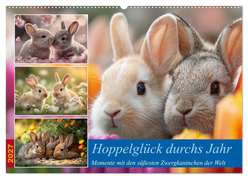 Hoppelglück durchs Jahr (Wandkalender 2027 DIN A2 quer) CALVENDO Monatskalender
