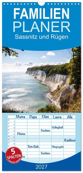 Familienplaner 2027 - Sassnitz und Rügen mit 5 Spalten (Wandkalender 21 x 45 cm) CALVENDO