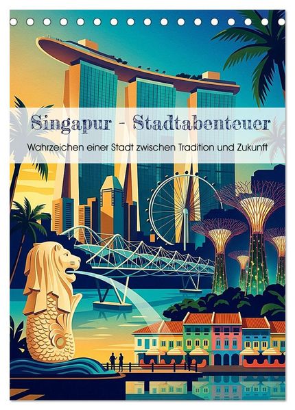 Singapur - Stadtabenteuer (Tischkalender 2027 DIN A5 hoch) CALVENDO Monatskalender