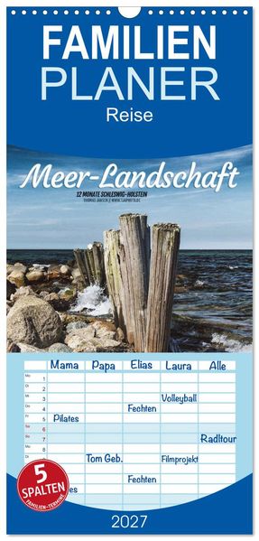 Familienplaner 2027 - Meer-Landschaft - 12 Monate Schleswig Holstein mit 5 Spalten (Wandkalender 21 x 45 cm) CALVENDO