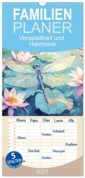 Familienplaner 2027 - Verspieltheit und Harmonie mit 5 Spalten (Wandkalender 21 x 45 cm) CALVENDO
