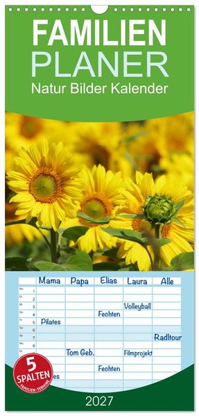 Familienplaner 2027 - Natur Bilder Kalender mit 5 Spalten (Wandkalender 21 x 45 cm) CALVENDO