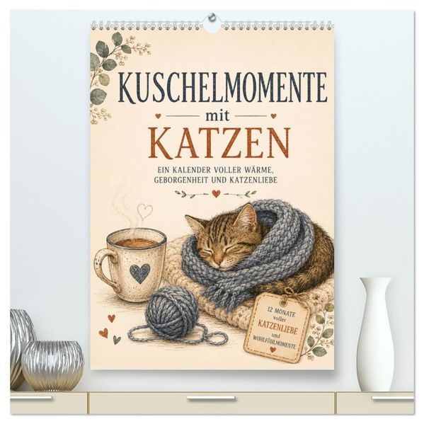 Kuschelmomente mit Katzen (hochwertiger Premium Wandkalender 2027 DIN A2 hoch) Kunstdruck in Hochglanz