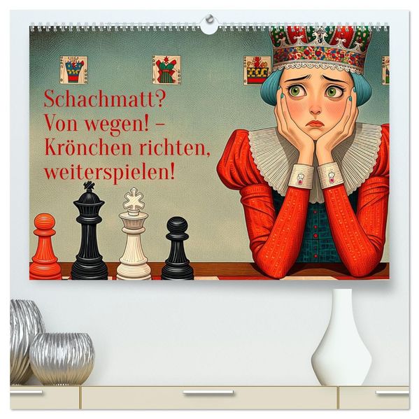 Schachmatt? Von wegen! - Krönchen richten weiterspielen! (hochwertiger Premium Wandkalender 2027 DIN A2 quer) Kunstdruck in Hochglanz