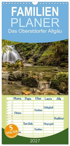 Familienplaner 2027 - Das Oberstdorfer Allgäu mit 5 Spalten (Wandkalender 21 x 45 cm) CALVENDO