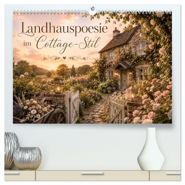 Landhauspoesie im Cottage-Stil (hochwertiger Premium Wandkalender 2027 DIN A2 quer) Kunstdruck in Hochglanz