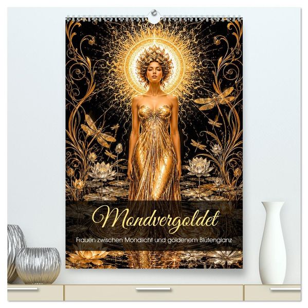 Mondvergoldet (hochwertiger Premium Wandkalender 2027 DIN A2 hoch) Kunstdruck in Hochglanz