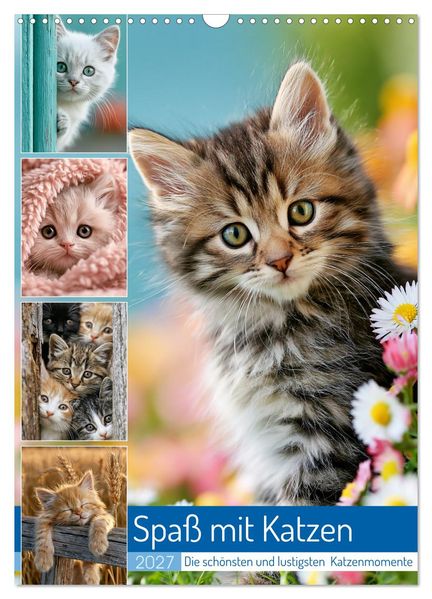 Spaß mit Katzen (Wandkalender 2027 DIN A3 hoch) CALVENDO Monatskalender