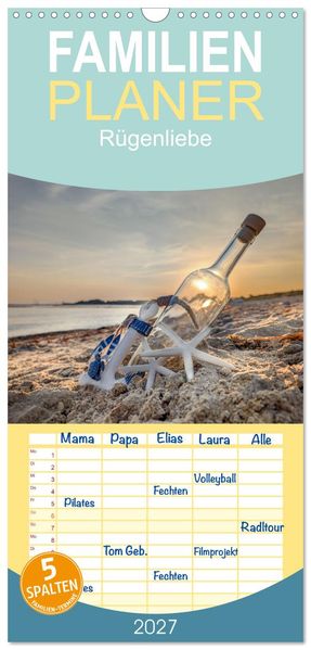 Familienplaner 2027 - Rügenliebe mit 5 Spalten (Wandkalender 21 x 45 cm) CALVENDO