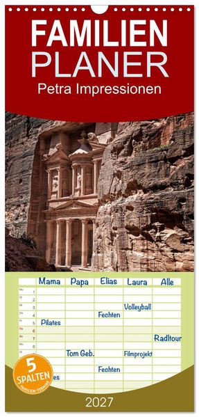 Familienplaner 2027 - Petra Impressionen mit 5 Spalten (Wandkalender 21 x 45 cm) CALVENDO