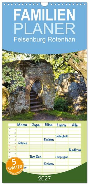 Familienplaner 2027 - Felsenburg Rotenhan mit 5 Spalten (Wandkalender 21 x 45 cm) CALVENDO