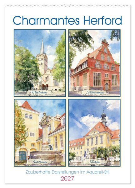 Charmantes Herford (Wandkalender 2027 DIN A2 hoch) CALVENDO Monatskalender