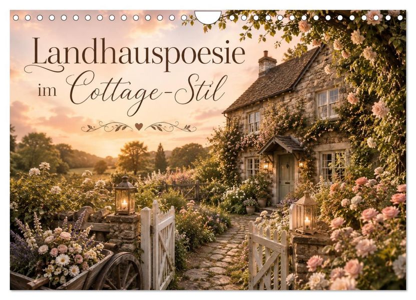 Landhauspoesie im Cottage-Stil (Wandkalender 2027 DIN A4 quer) CALVENDO Monatskalender