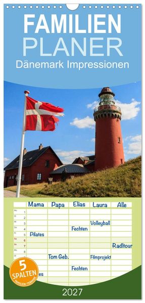 Familienplaner 2027 - Dänemark Impressionen mit 5 Spalten (Wandkalender 21 x 45 cm) CALVENDO