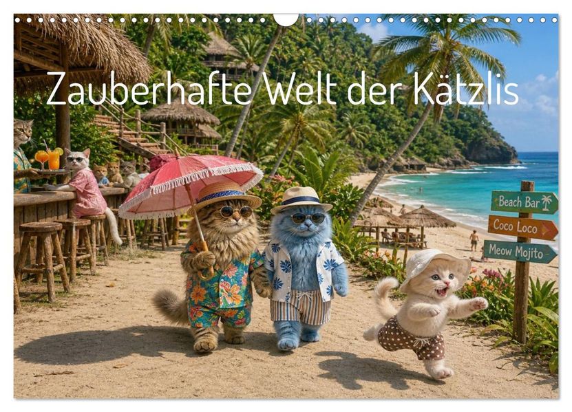 Zauberhafte Welt der Kätzlis (Wandkalender 2027 DIN A3 quer) CALVENDO Monatskalender