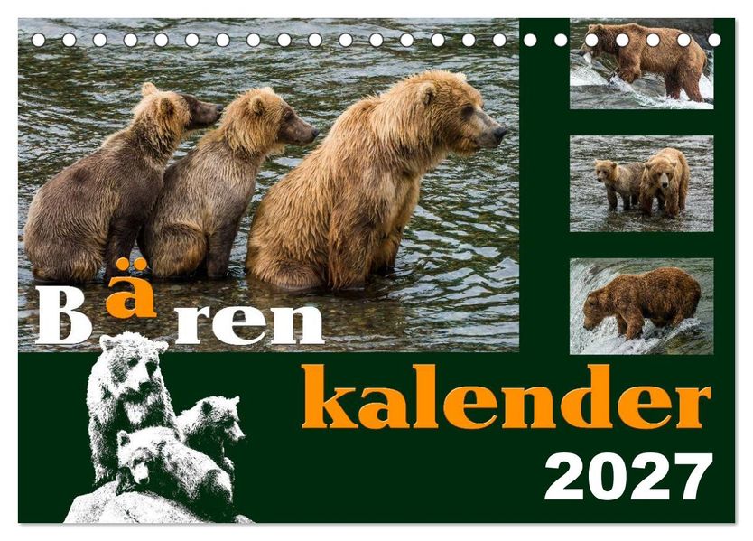 Bärenkalender (Tischkalender 2027 DIN A5 quer) CALVENDO Monatskalender