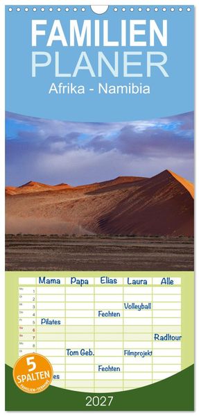 Familienplaner 2027 - Afrika - Namibia mit 5 Spalten (Wandkalender 21 x 45 cm) CALVENDO