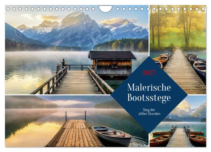 Malerische Bootsstege (Wandkalender 2027 DIN A4 quer) CALVENDO Monatskalender