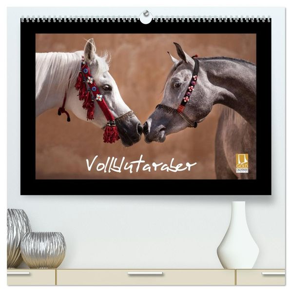 Vollblutaraber (hochwertiger Premium Wandkalender 2027 DIN A2 quer) Kunstdruck in Hochglanz