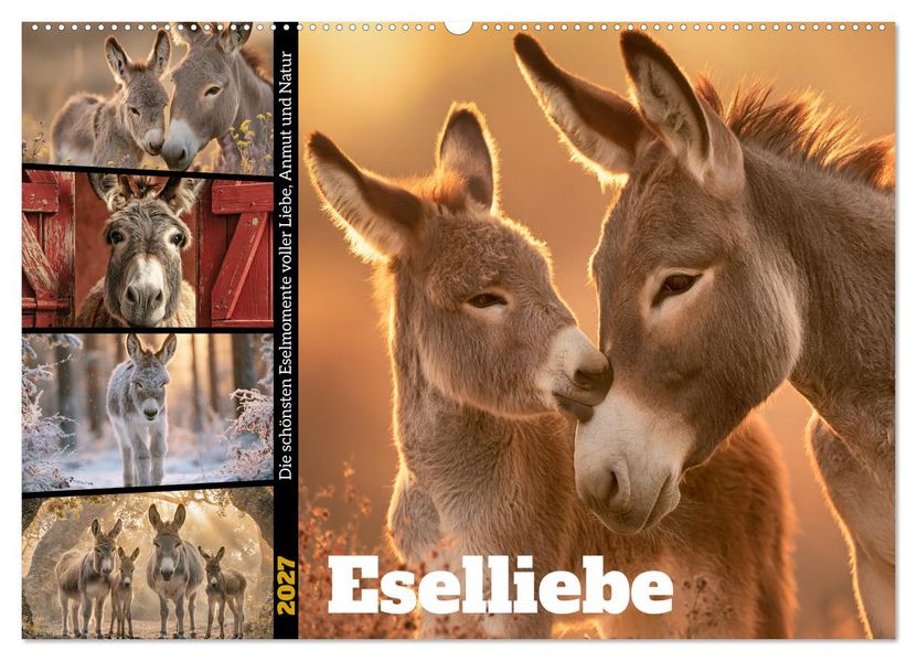 Eselliebe (Wandkalender 2027 DIN A2 quer) CALVENDO Monatskalender