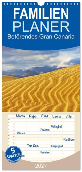 Familienplaner 2027 - Betörendes Gran Canaria mit 5 Spalten (Wandkalender 21 x 45 cm) CALVENDO