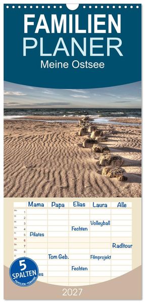 Familienplaner 2027 - Meine Ostsee mit 5 Spalten (Wandkalender 21 x 45 cm) CALVENDO