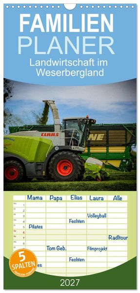 Familienplaner 2027 - Landwirtschaft im Weserbergland mit 5 Spalten (Wandkalender 21 x 45 cm) CALVENDO