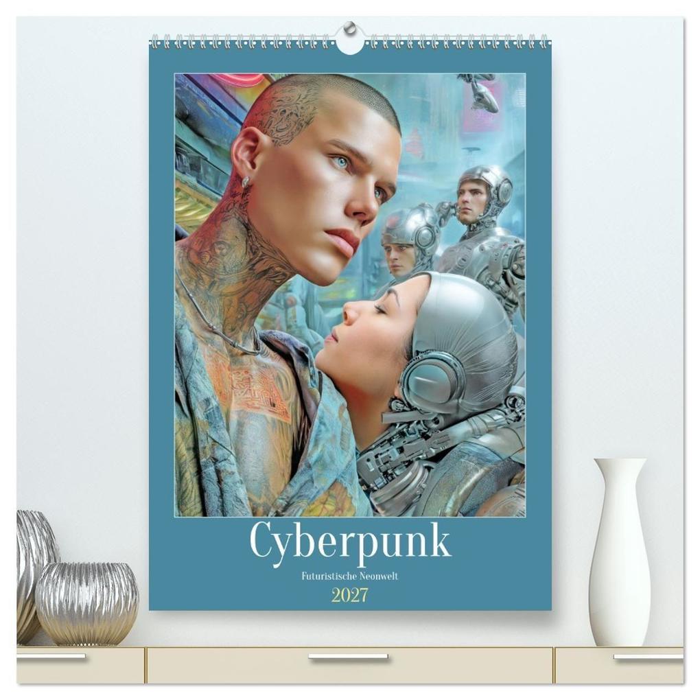 Cyberpunk - Futuristische Neonwelt (hochwertiger Premium Wandkalender 2027 DIN A2 hoch) Kunstdruck in Hochglanz