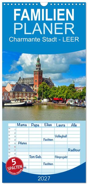 Familienplaner 2027 - Charmante Stadt - LEER mit 5 Spalten (Wandkalender 21 x 45 cm) CALVENDO