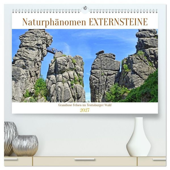 Naturphänomen Externsteine (hochwertiger Premium Wandkalender 2027 DIN A2 quer) Kunstdruck in Hochglanz
