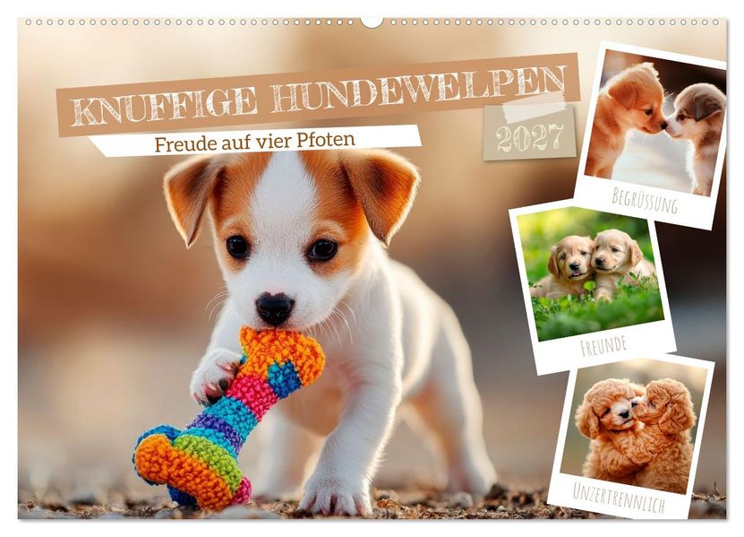 Knuffige Hundewelpen - Freude auf vier Pfoten (Wandkalender 2027 DIN A2 quer) CALVENDO Monatskalender