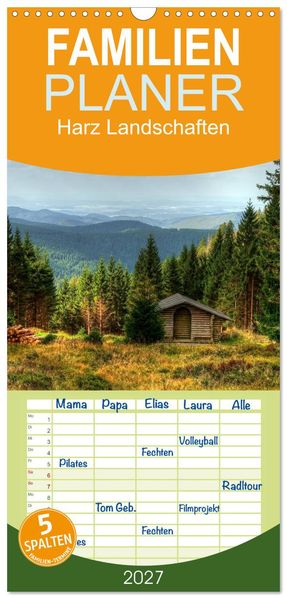 Familienplaner 2027 - Harz Landschaften mit 5 Spalten (Wandkalender 21 x 45 cm) CALVENDO