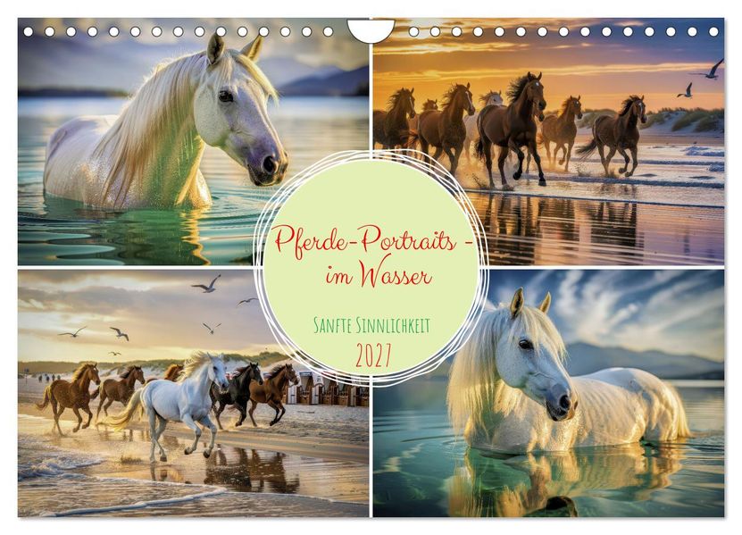 Pferde-Portraits - im Wasser (Wandkalender 2027 DIN A4 quer) CALVENDO Monatskalender