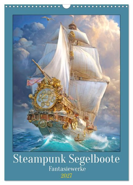 Steampunk Segelboote - Fantasiewerke (Wandkalender 2027 DIN A3 hoch) CALVENDO Monatskalender