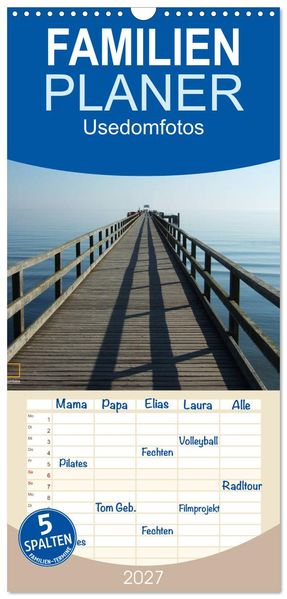 Familienplaner 2027 - Usedomfotos mit 5 Spalten (Wandkalender 21 x 45 cm) CALVENDO